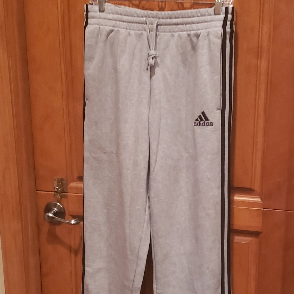 Adidas Men's Light Gray/Black Striped Sweats